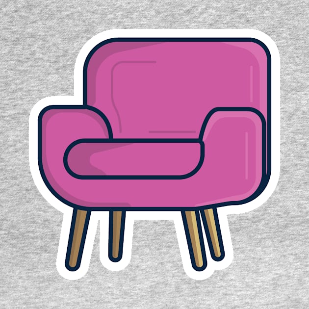 Sofa chair, Armchair for Living Room Sticker vector illustration. Interior indoor objects icon concept. Furniture for the home and office decoration sticker vector design with shadow. by AlviStudio